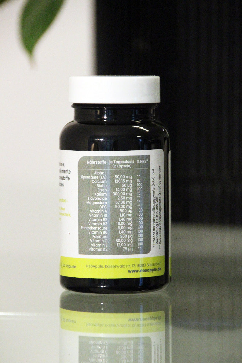 Neoapple Multivitamin Kapseln Dose Seitenansicht 